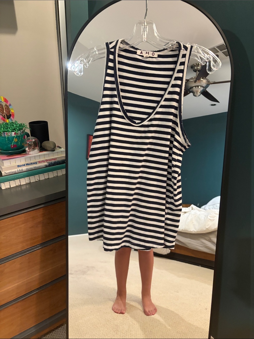 AMO Black and White Striped Sleeveless Tank